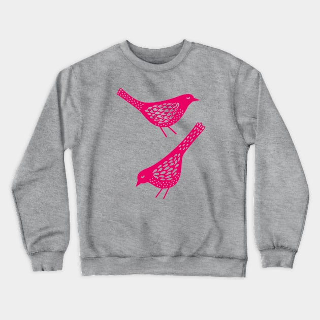 Two Pink Birds Crewneck Sweatshirt by NicSquirrell